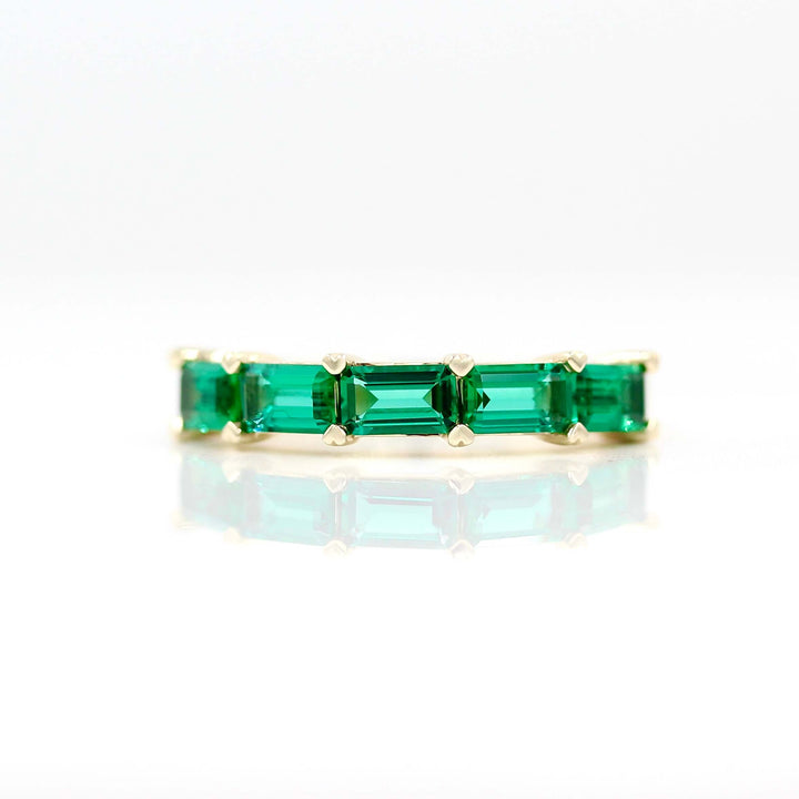 Wedding Band 14k Yellow Gold / Created Emerald The Adelaide Wedding Band in Yellow Gold with Created Emerald