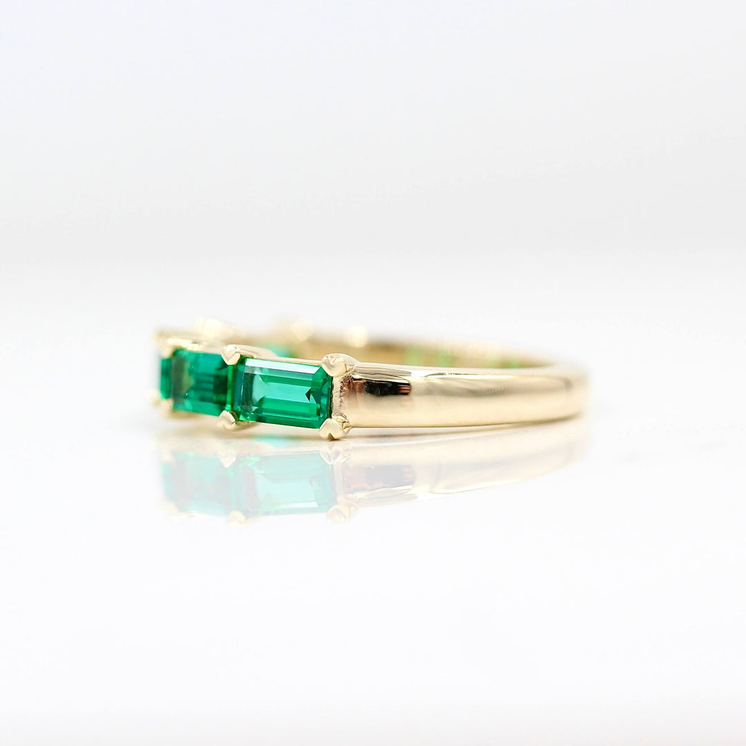 Wedding Band 14k Yellow Gold / Created Emerald The Adelaide Wedding Band in Yellow Gold with Created Emerald