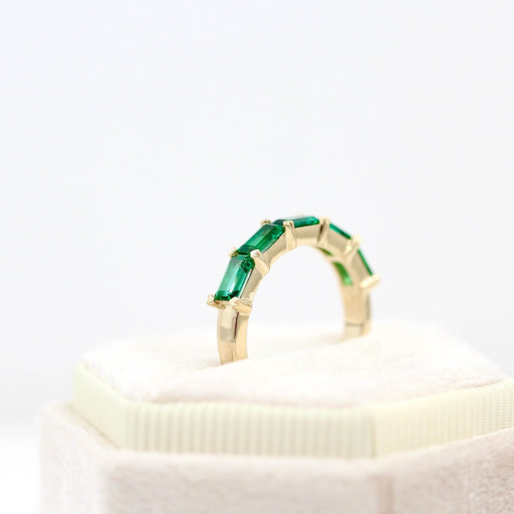 Wedding Band 14k Yellow Gold / Created Emerald The Adelaide Wedding Band in Yellow Gold with Created Emerald