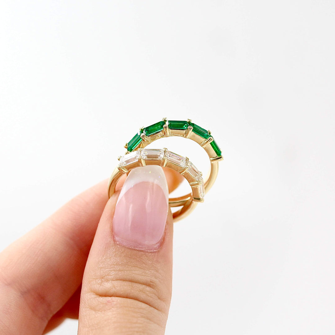 Wedding Band 14k Yellow Gold / Created Emerald The Adelaide Wedding Band in Yellow Gold with Created Emerald