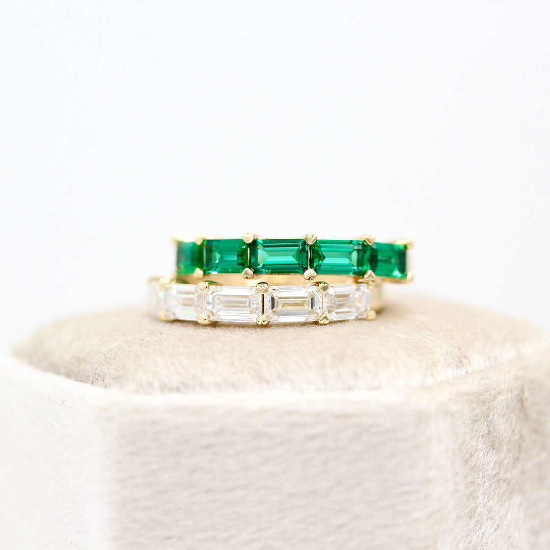 Wedding Band 14k Yellow Gold / Created Emerald The Adelaide Wedding Band in Yellow Gold with Created Emerald