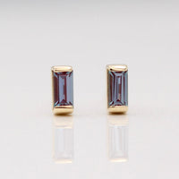 Earrings 14k Yellow Gold The June Baguette Birthstone Earrings with Alexandrite in Yellow Gold