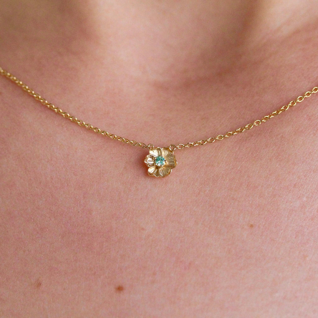 Necklace The March Birthstone Poppy Necklace with Aqua Spinel