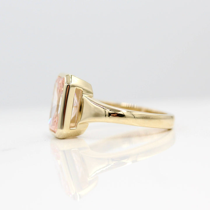 Engagement Ring 14k Yellow Gold / 3.8ct The Billie Ring (Radiant) in Yellow Gold with 3.8ct Pink Lab-Grown Diamond