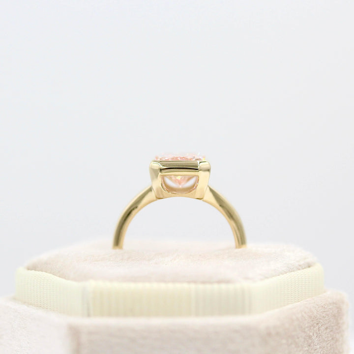 Engagement Ring 14k Yellow Gold / 3.8ct The Billie Ring (Radiant) in Yellow Gold with 3.8ct Pink Lab-Grown Diamond