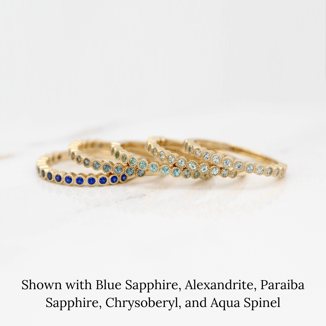 Wedding Band 14k Yellow Gold The March Florence Birthstone Ring with Aqua Spinel in Yellow Gold