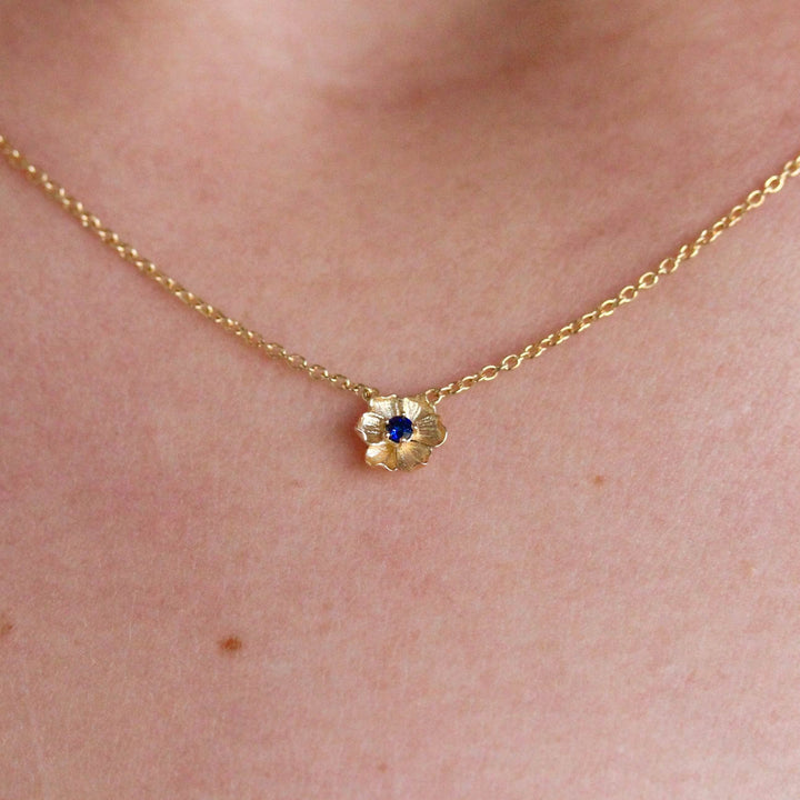 Necklace The September Birthstone Poppy Necklace with Blue Sapphire