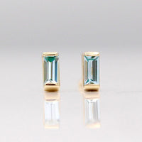 Earrings 14k Yellow Gold The March Baguette Birthstone Earrings with Aqua Spinel in Yellow Gold