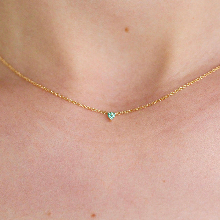 Necklace 14k Yellow Gold The August Tiny Trillion Birthstone Necklace with Chrysoberyl in Yellow Gold