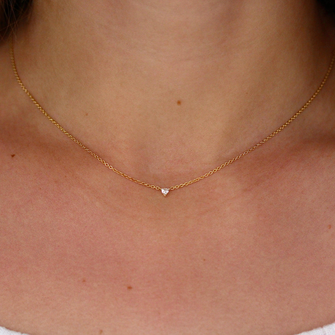 Necklace 14k Yellow Gold The April Tiny Trillion Birthstone Necklace with Lab-Grown Diamond in Yellow Gold