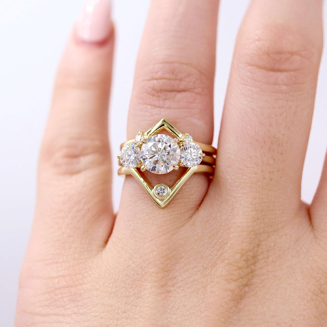 Ready to Ship Ring 14k Yellow Gold / 2ct The Corrinne Hidden Halo Ring in Yellow Gold with 2ct Moissanite