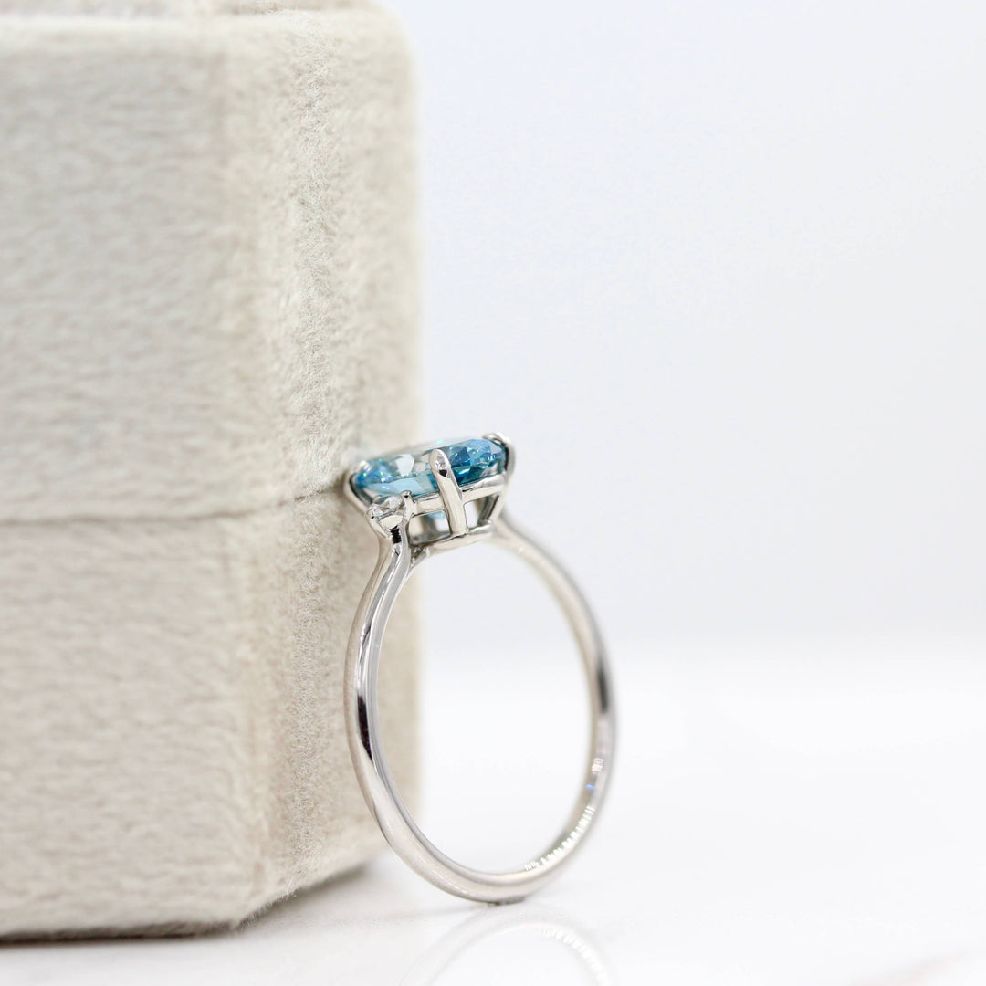 Ready to Ship Ring 14k White Gold The Esme Ring (Oval) with 1.61ct Blue Lab-Grown Diamond in White Gold