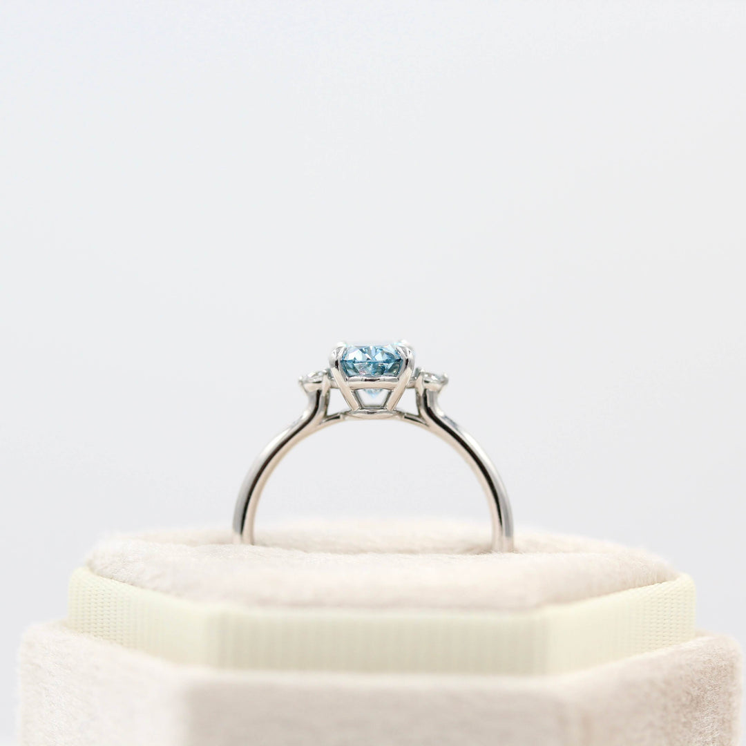 Ready to Ship Ring 14k White Gold The Esme Ring (Oval) with 1.61ct Blue Lab-Grown Diamond in White Gold