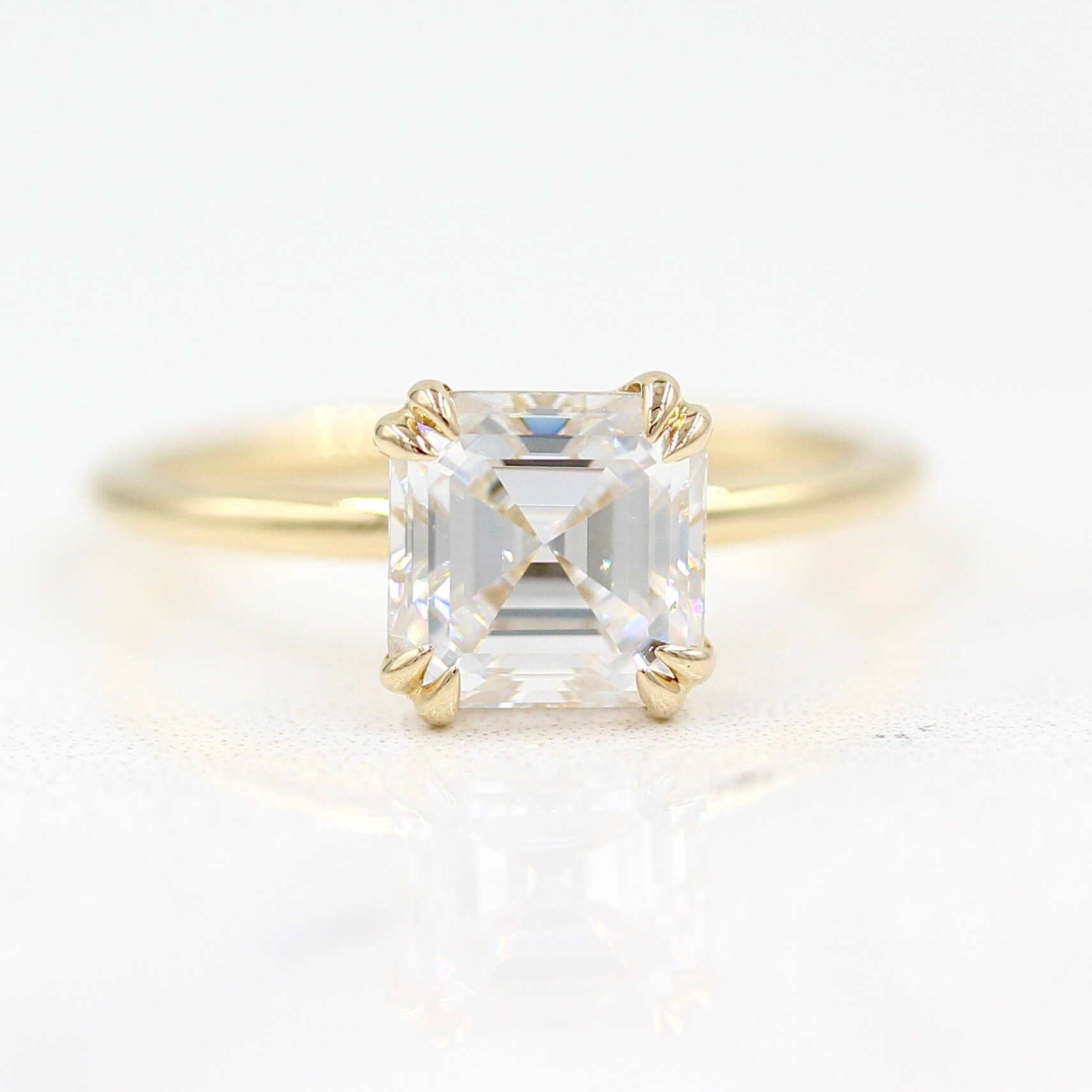 Asscher cut diamond hot sale ring yellow gold