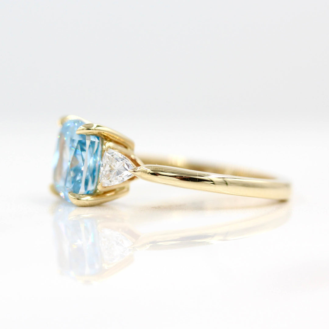 Ready to Ship Ring 14k Yellow Gold The Izzy Ring (Cushion) with 3.12t Blue Lab-Grown Diamond in Yellow Gold