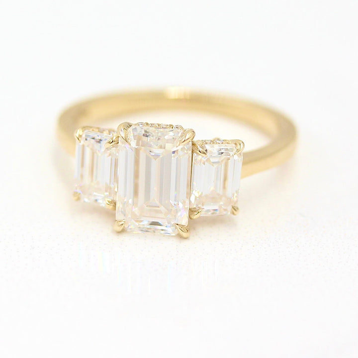 14k Yellow Gold The Kendall Hidden Halo Ring in Yellow Gold with 3ct Moissanite