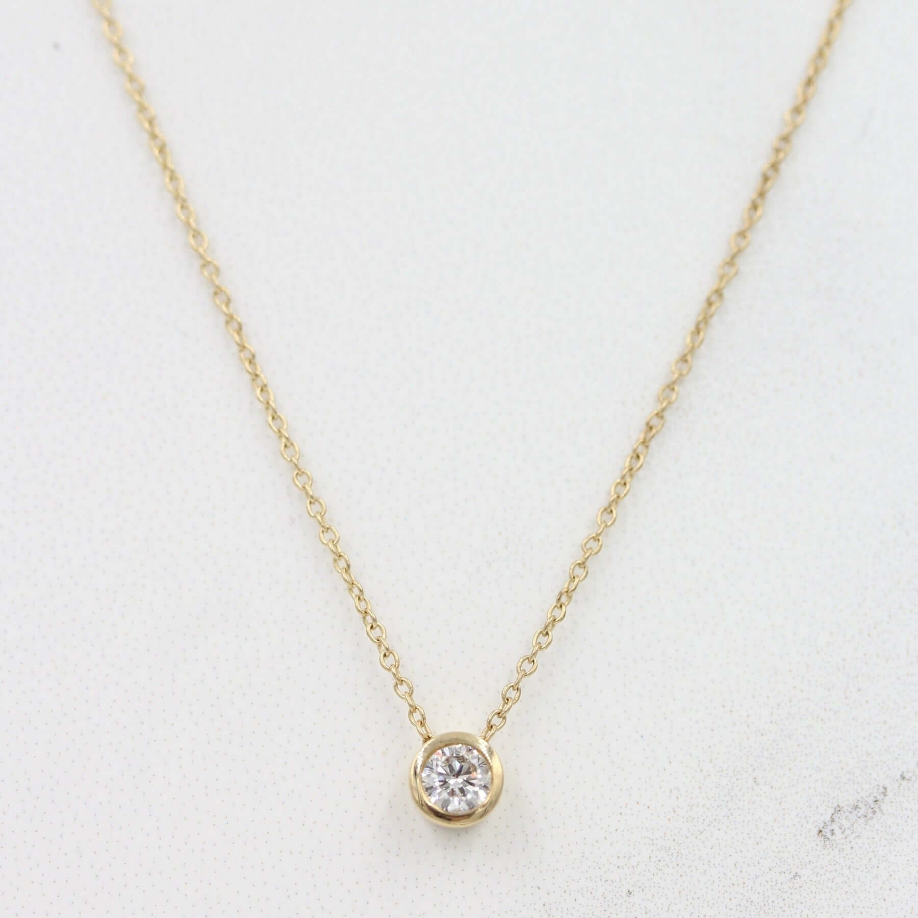 1/4ct Diamond Bezel Necklace in White Gold – Taylor Custom Rings