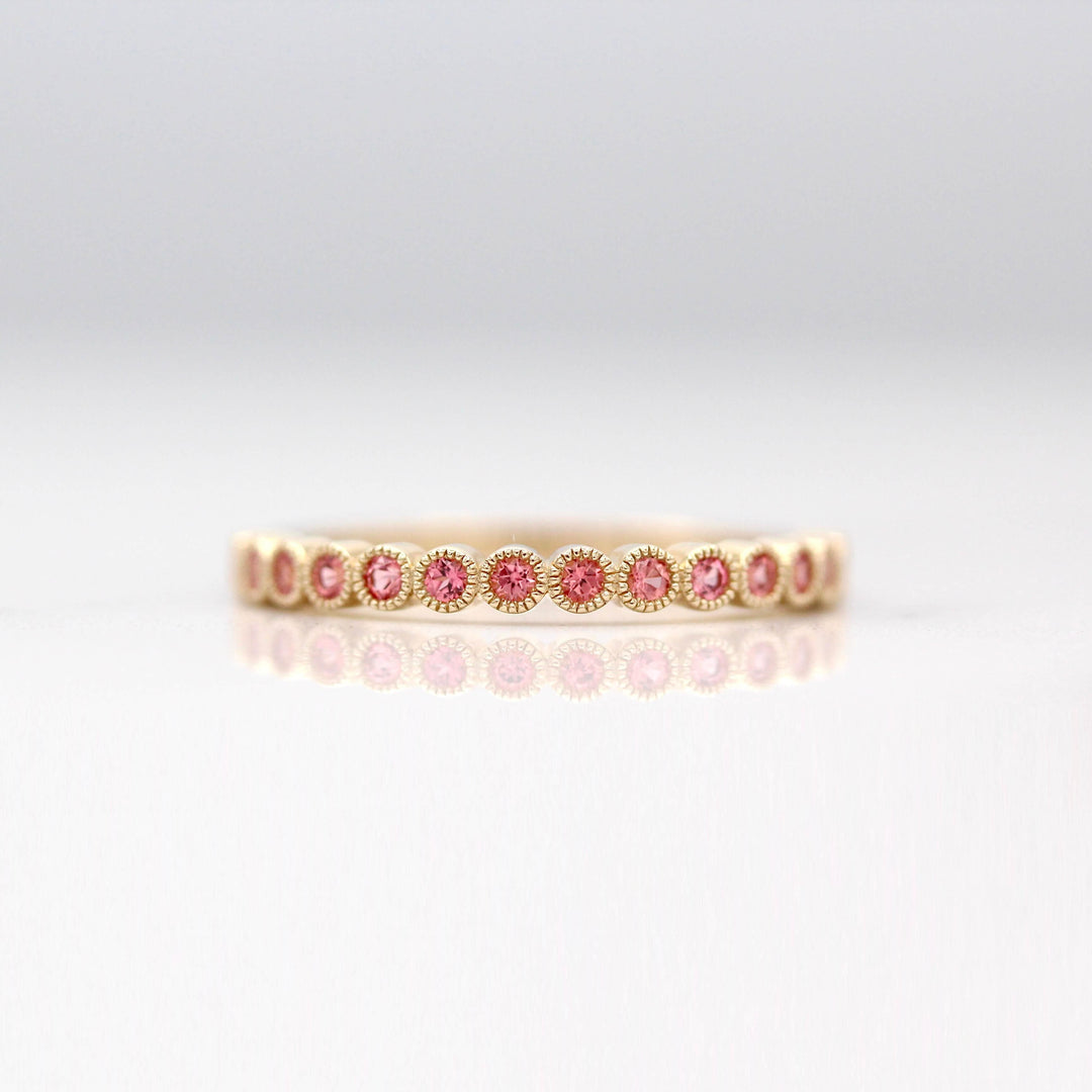 Wedding Band The Birthstone Florence Wedding Band with Padparadcha Sapphire (January)