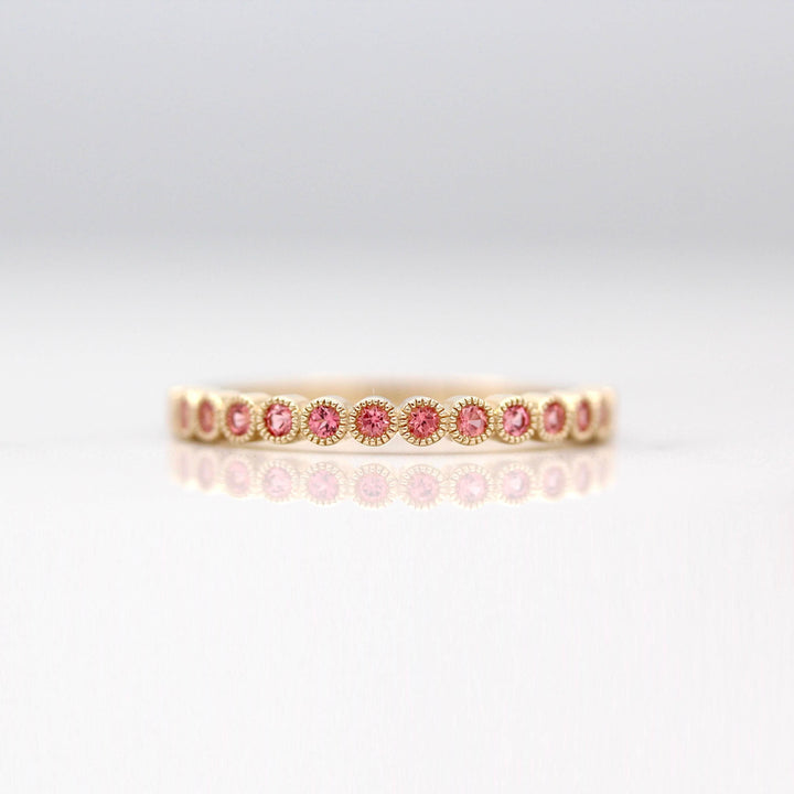 Wedding Band The Birthstone Florence Wedding Band with Padparadcha Sapphire (January)