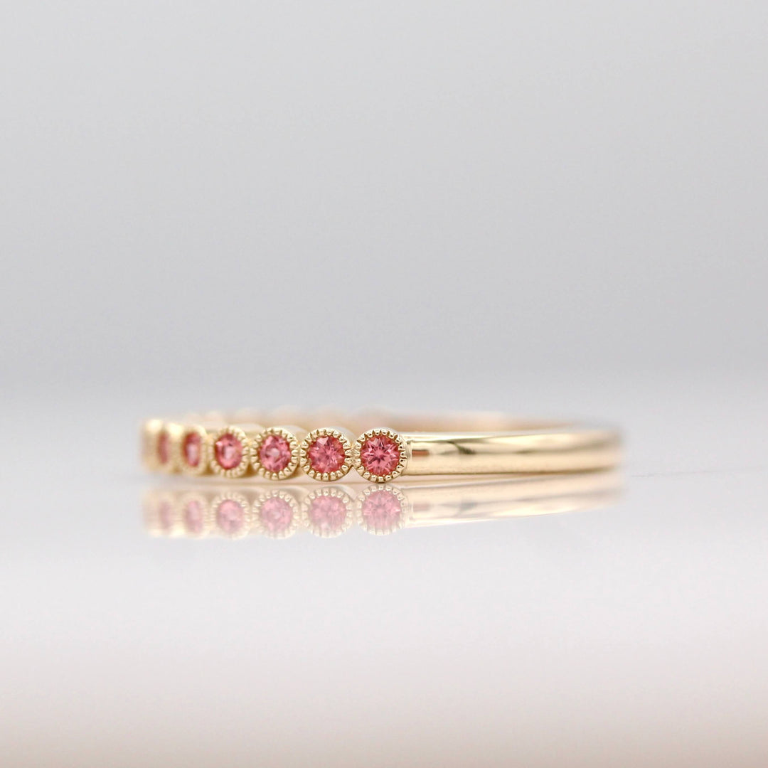 Wedding Band The Birthstone Florence Wedding Band with Padparadcha Sapphire (January)