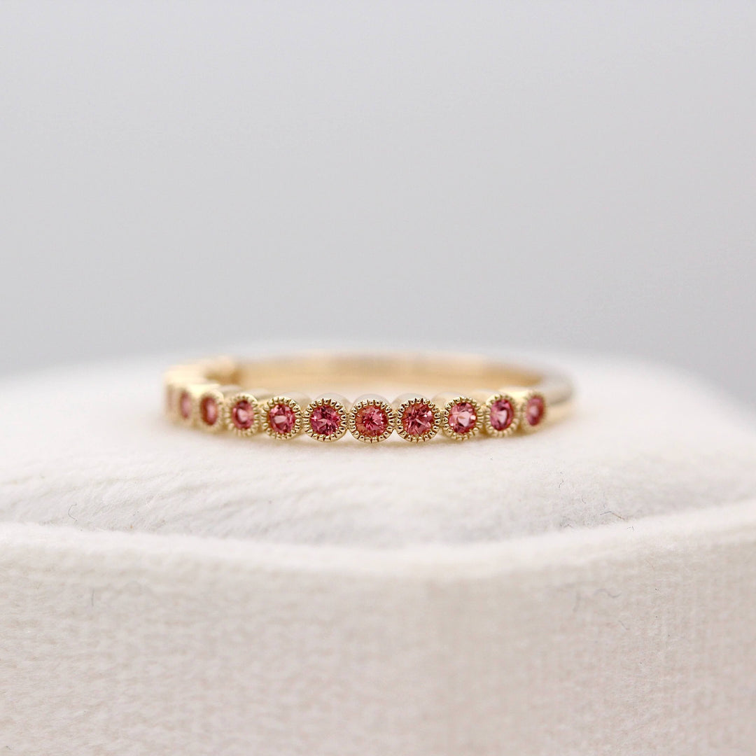 Wedding Band The Birthstone Florence Wedding Band with Padparadcha Sapphire (January)