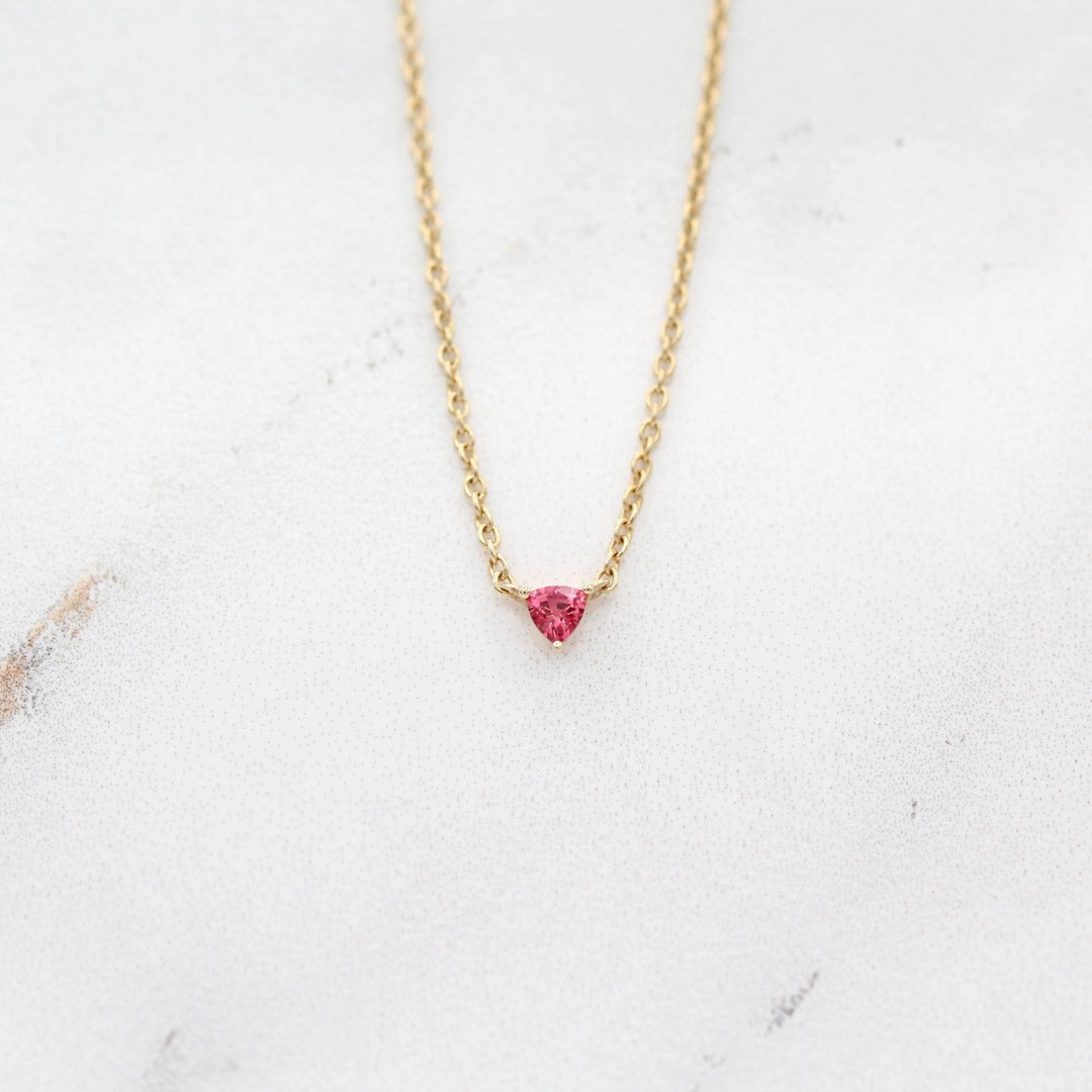 Necklace The January Birthstone Tiny Trillion Necklace with Padparadcha Sapphire