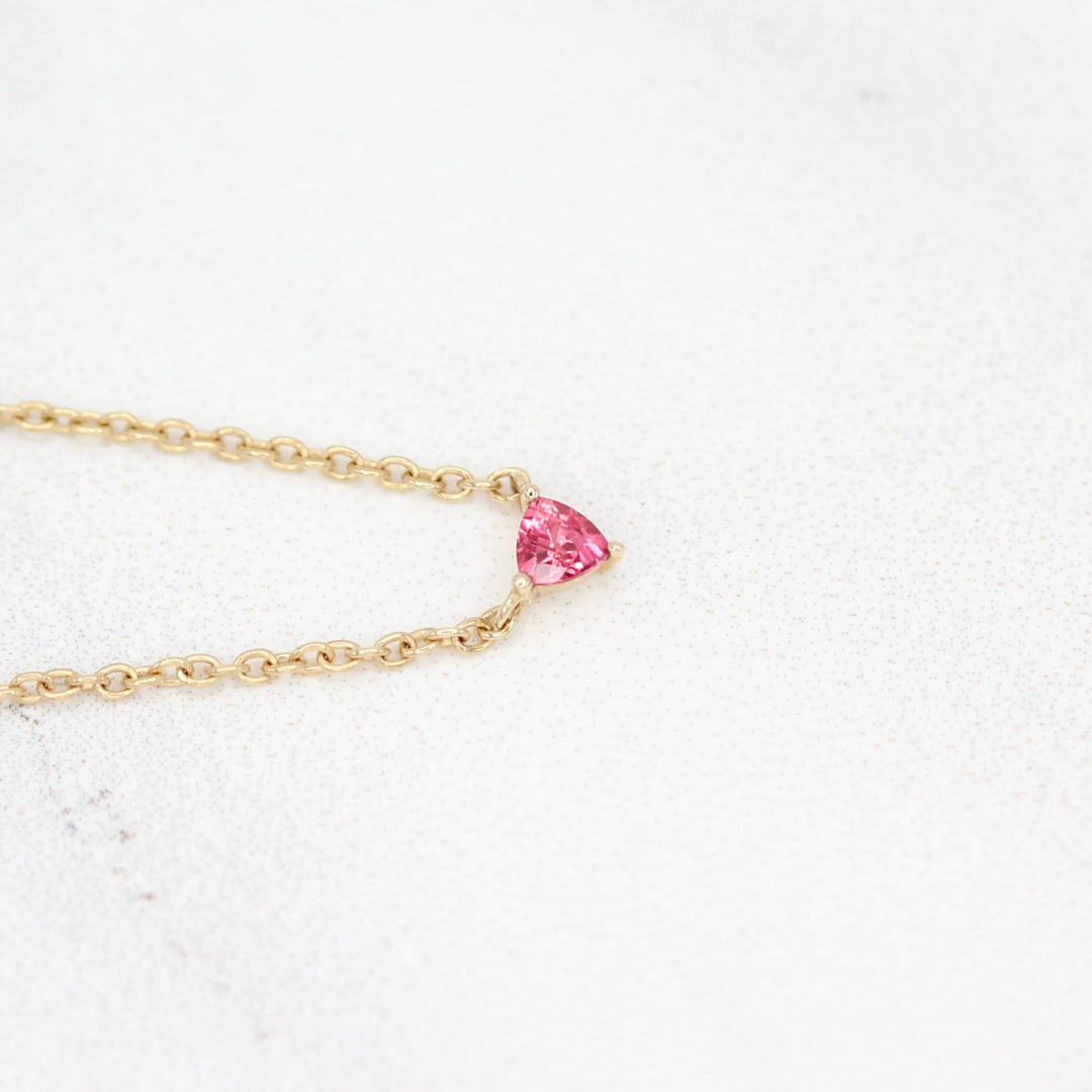 Necklace The January Birthstone Tiny Trillion Necklace with Padparadcha Sapphire