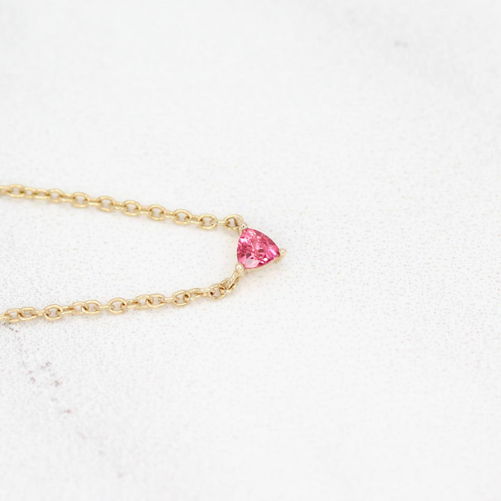 Necklace The January Birthstone Tiny Trillion Necklace with Padparadcha Sapphire