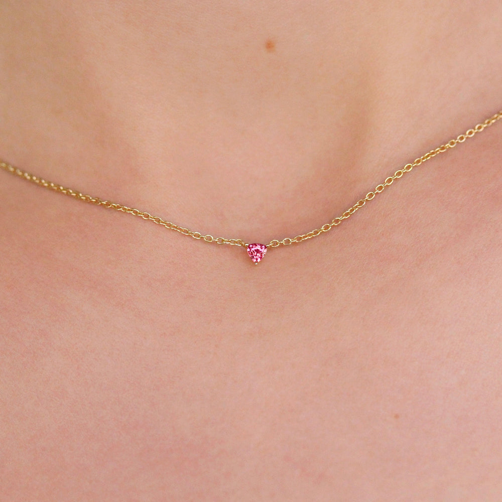 Necklace The January Birthstone Tiny Trillion Necklace with Padparadcha Sapphire