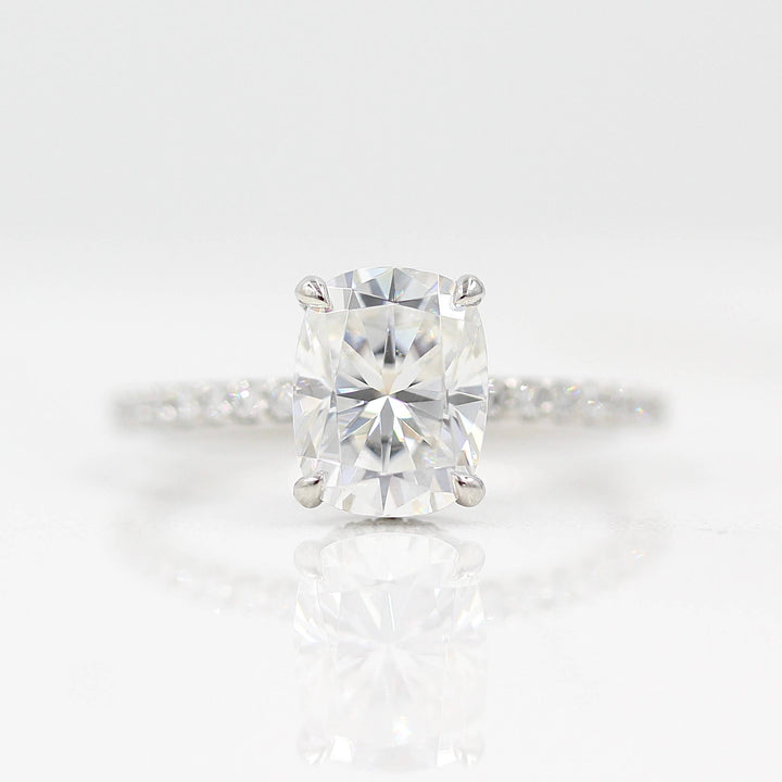 Ready to Ship Ring Colorless Moissanite / Platinum / 2ct The Paris Hidden Halo Ring in Platinum with 2ct Moissanite