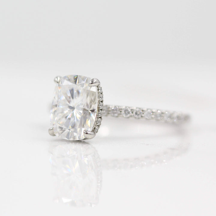 Ready to Ship Ring Colorless Moissanite / Platinum / 2ct The Paris Hidden Halo Ring in Platinum with 2ct Moissanite