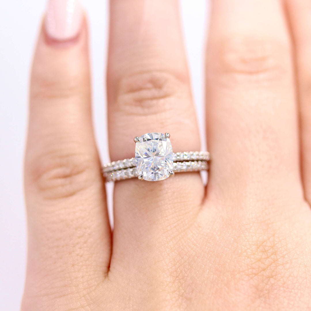 Ready to Ship Ring Colorless Moissanite / Platinum / 2ct The Paris Hidden Halo Ring in Platinum with 2ct Moissanite