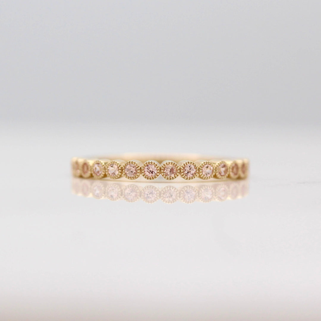 Wedding Band The October Birthstone Florence Wedding Band with Peachy-Pink Sapphire