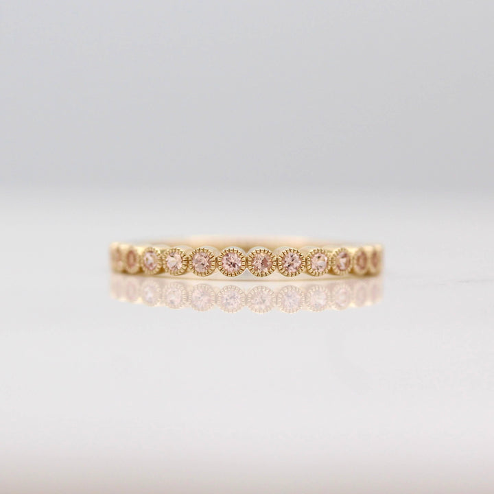 Wedding Band The October Birthstone Florence Wedding Band with Peachy-Pink Sapphire