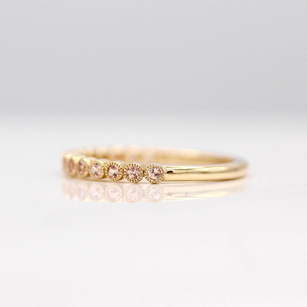 Wedding Band The October Birthstone Florence Wedding Band with Peachy-Pink Sapphire