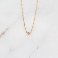 Necklace 14k Yellow Gold The October Tiny Trillion Birthstone Necklace with Peachy-Pink Sapphire in Yellow Gold