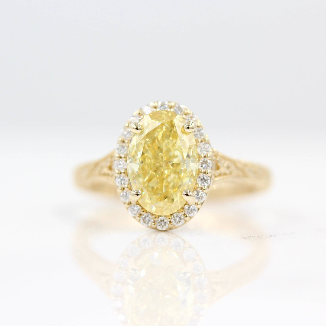 Ready to Ship Ring 14k Yellow Gold / 2.03ct The Sabrina Ring (Oval) in Yellow Gold with 2.03ct Yellow Lab-Grown Diamond