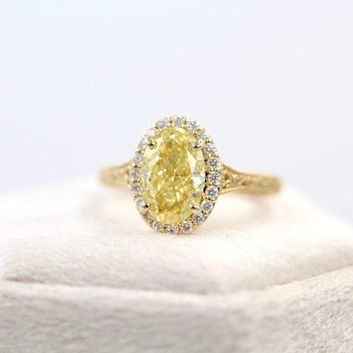 Ready to Ship Ring 14k Yellow Gold / 2.03ct The Sabrina Ring (Oval) in Yellow Gold with 2.03ct Yellow Lab-Grown Diamond