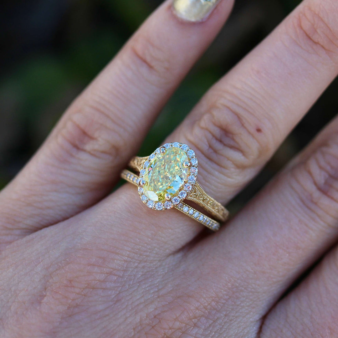 Ready to Ship Ring 14k Yellow Gold / 2.03ct The Sabrina Ring (Oval) in Yellow Gold with 2.03ct Yellow Lab-Grown Diamond