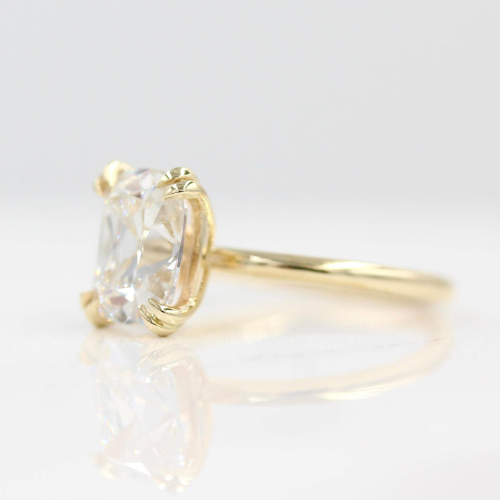 The Serena Ring (Antique Cushion) in Yellow Gold with 3.02ct Lab-Grown Diamond against a white background