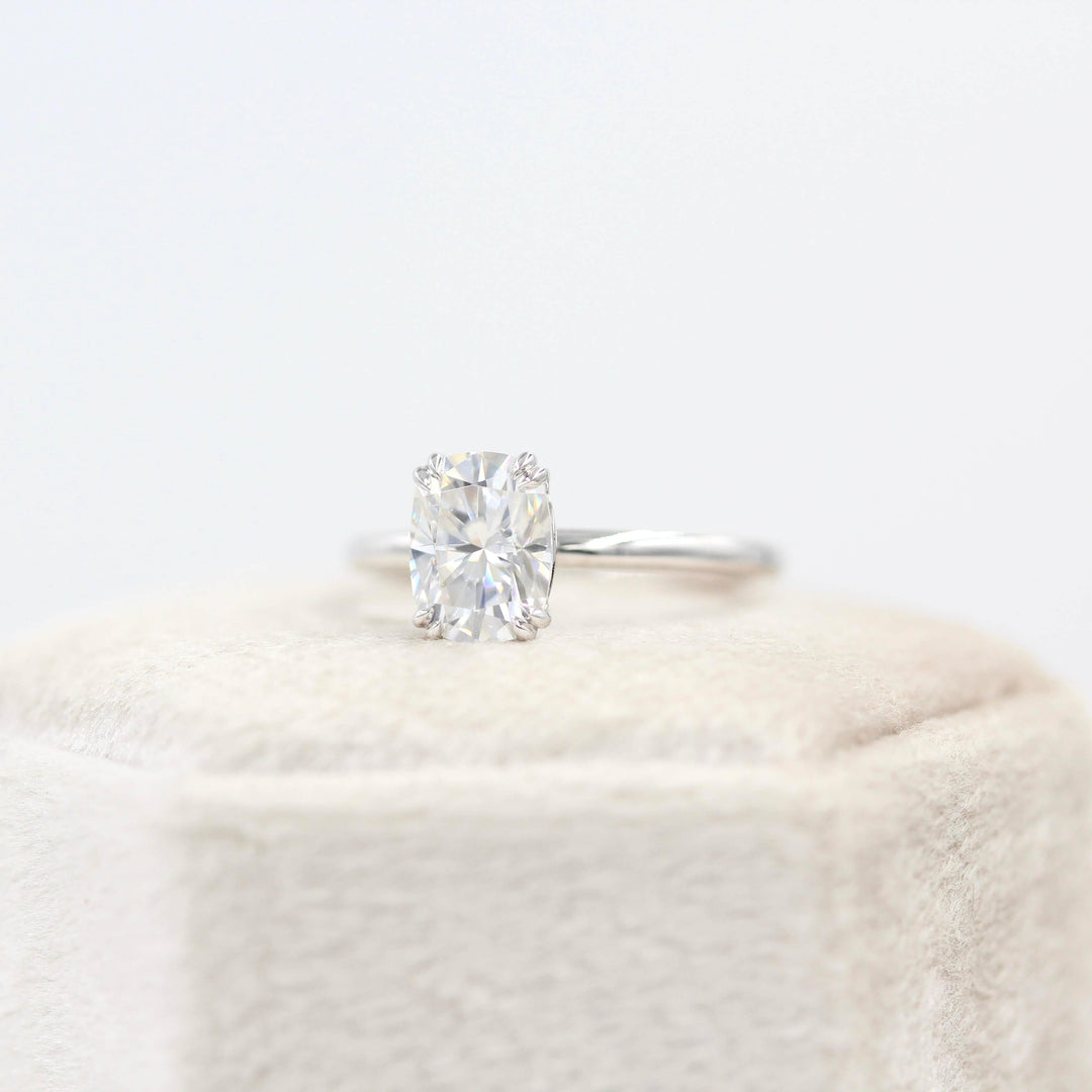 14k White Gold The Serena Ring (Elongated Cushion) in White Gold with 1.75ct Moissanite