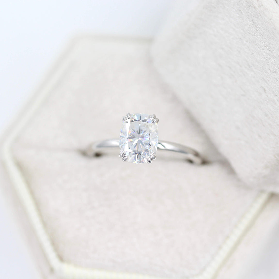 14k White Gold The Serena Ring (Elongated Cushion) in White Gold with 1.75ct Moissanite