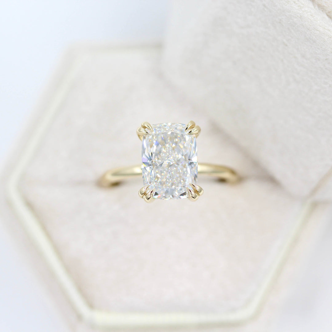 Engagement Ring Lab-Grown Diamond / 14k Yellow Gold / 3.51ct The Serena Ring (Elongated Cushion) in Yellow Gold with 3.51ct Lab-Grown Diamond