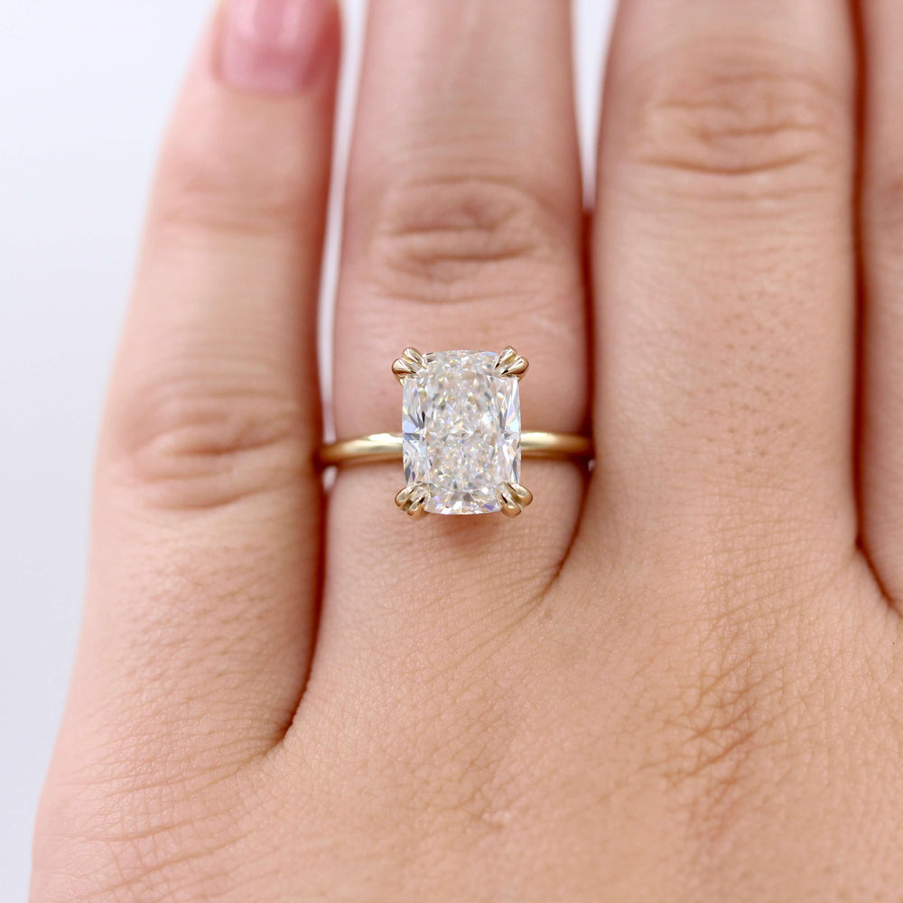 Engagement Ring Lab-Grown Diamond / 14k Yellow Gold / 3.51ct The Serena Ring (Elongated Cushion) in Yellow Gold with 3.51ct Lab-Grown Diamond