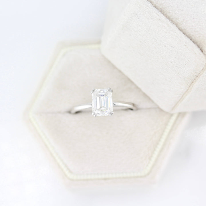 Ready to Ship Ring 14k White Gold The Serena Ring (Emerald) in White Gold with 1.75ct Moissanite