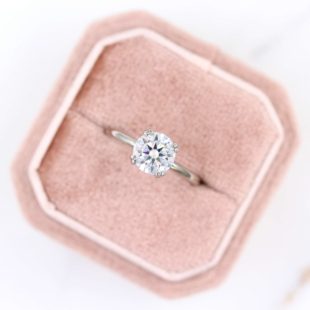 Ready to Ship Ring 14k White Gold The Serena Ring (Round) in White Gold with 1.5ct Moissanite