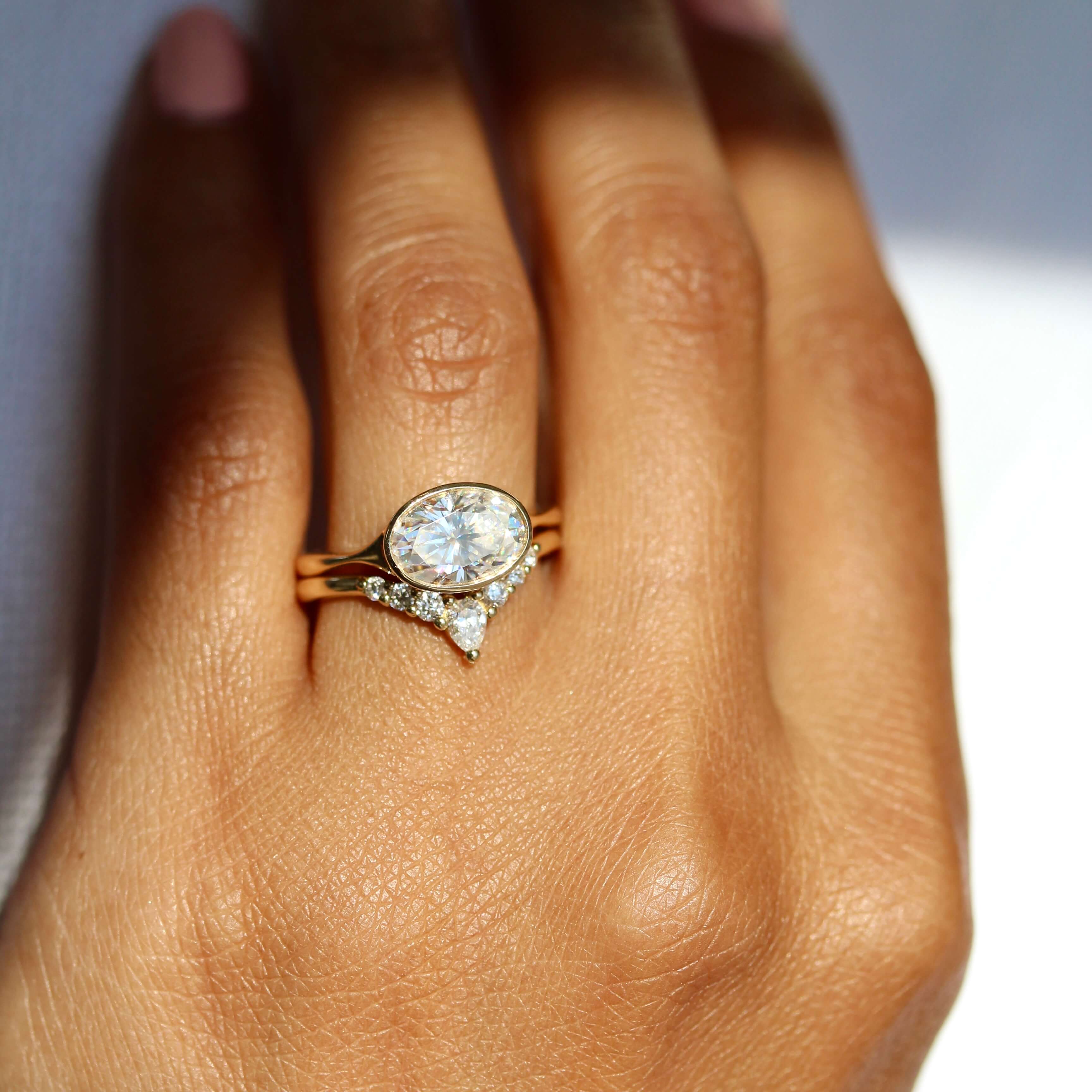 East west oval engagement on sale ring