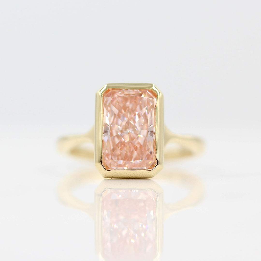 Ready to Ship Ring Lab-Grown Diamond / 14k Yellow Gold / 3.5ct The Stevie Ring (Radiant) in Yellow Gold with 3.5ct Pink Lab-Grown Diamond