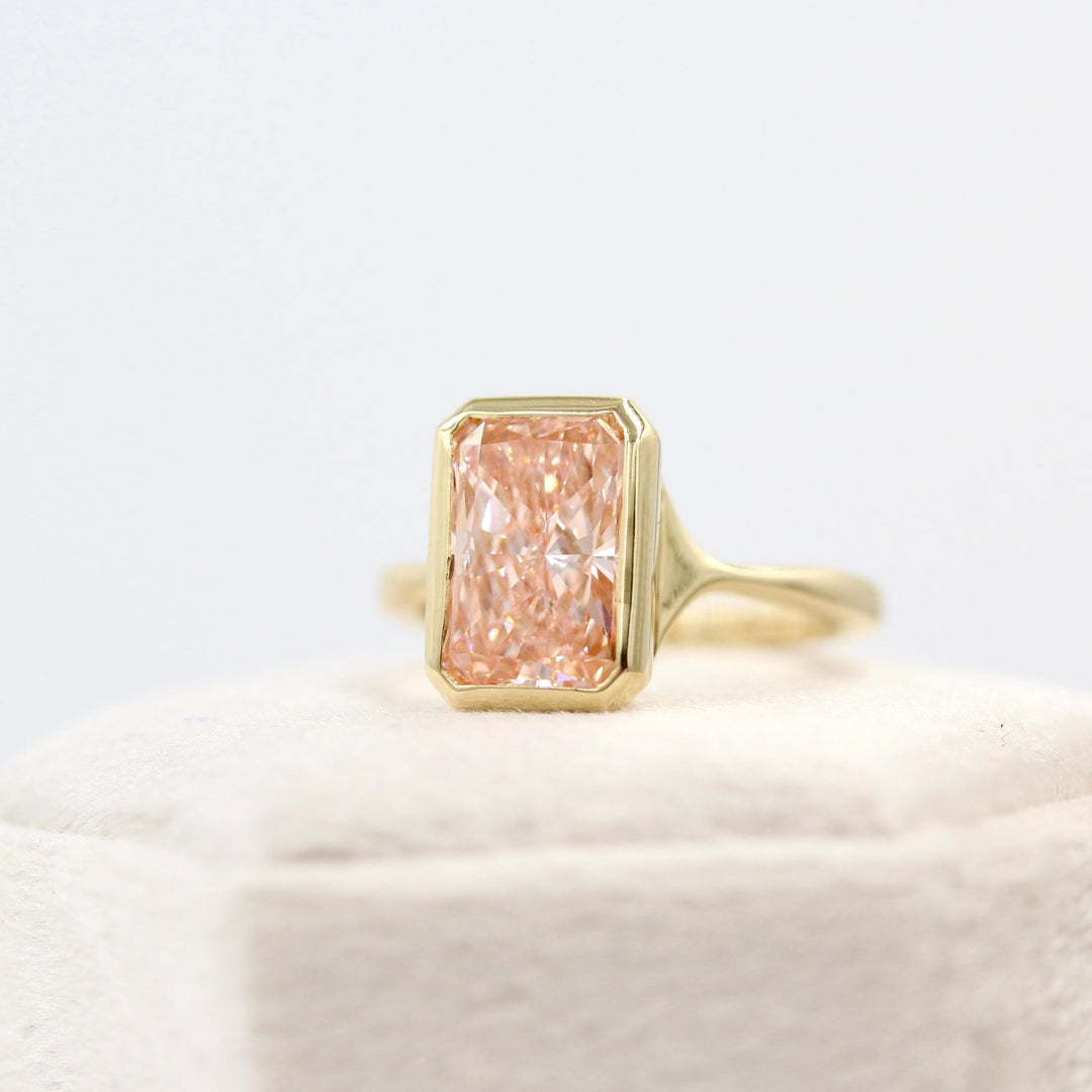 Ready to Ship Ring Lab-Grown Diamond / 14k Yellow Gold / 3.5ct The Stevie Ring (Radiant) in Yellow Gold with 3.5ct Pink Lab-Grown Diamond