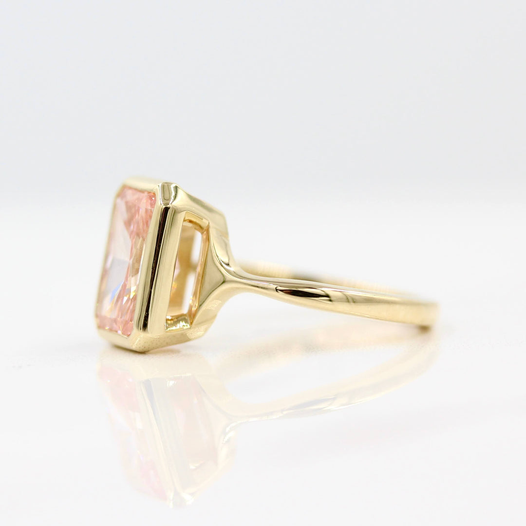 Ready to Ship Ring Lab-Grown Diamond / 14k Yellow Gold / 3.5ct The Stevie Ring (Radiant) in Yellow Gold with 3.5ct Pink Lab-Grown Diamond